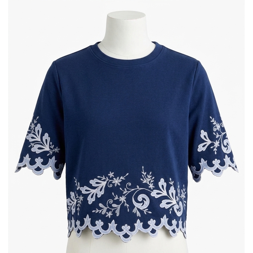 NEW JOHNNY WAS addeline elbow sleeve tee in navy